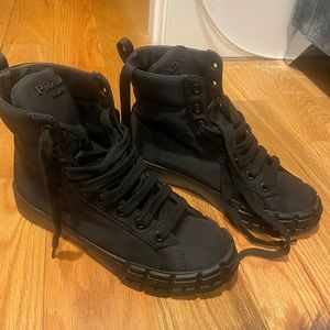 Black Prada nylon high top sneakers, size 38, great condition